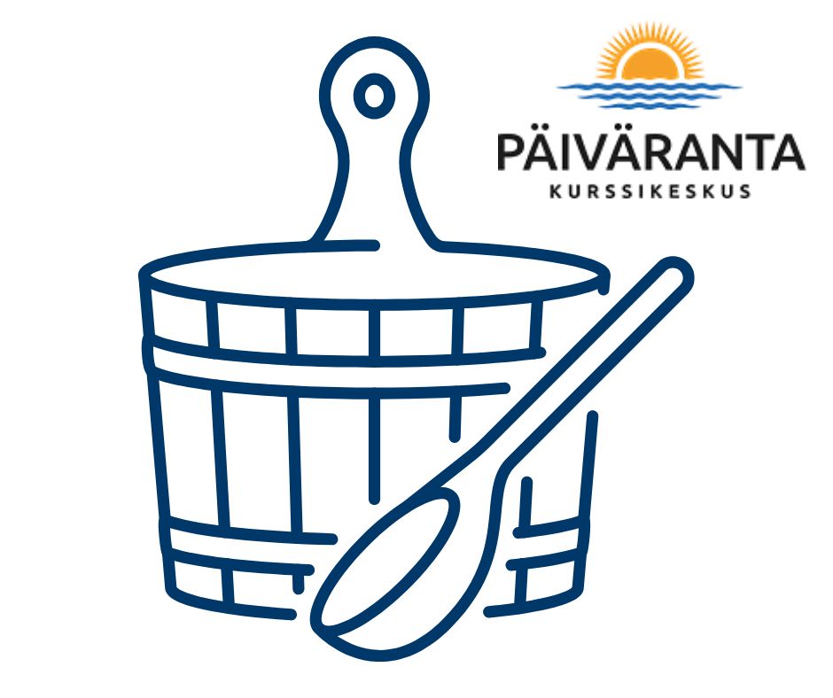 Kaikille avoin seurakuntalaisten saunailta Päivärannassa Saunakiulu ja Päivärannan logo