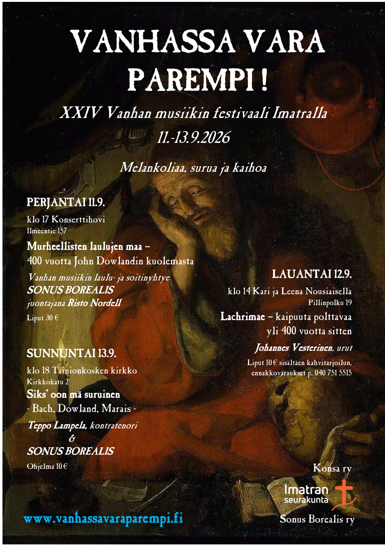 Ajankuvan mukainen maalaus vanhasta miehestä. Samaa infotekstiä.